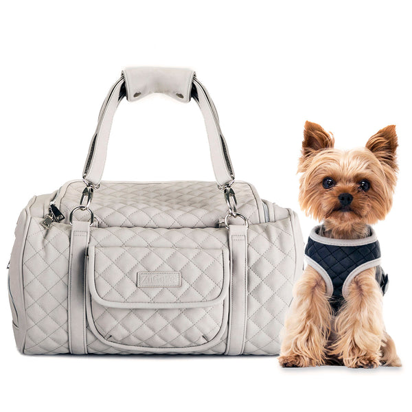 Luxury PU Leather Tote Bags For Small Dogs Cats Mesh Handle