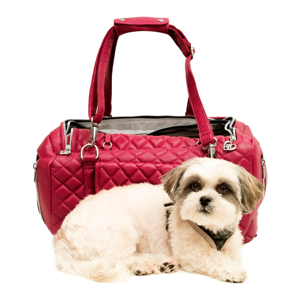 Pink and Black Designer Dog Carrier Bag for Small Dog Puppy 